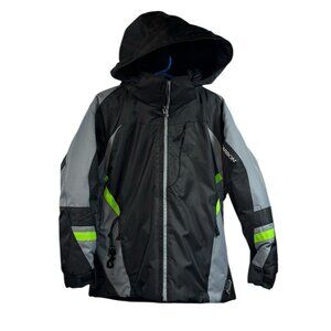Karbon Snow Ski Jacket Boys 6  Black Neon Green Insulated K5723 Gorpcore